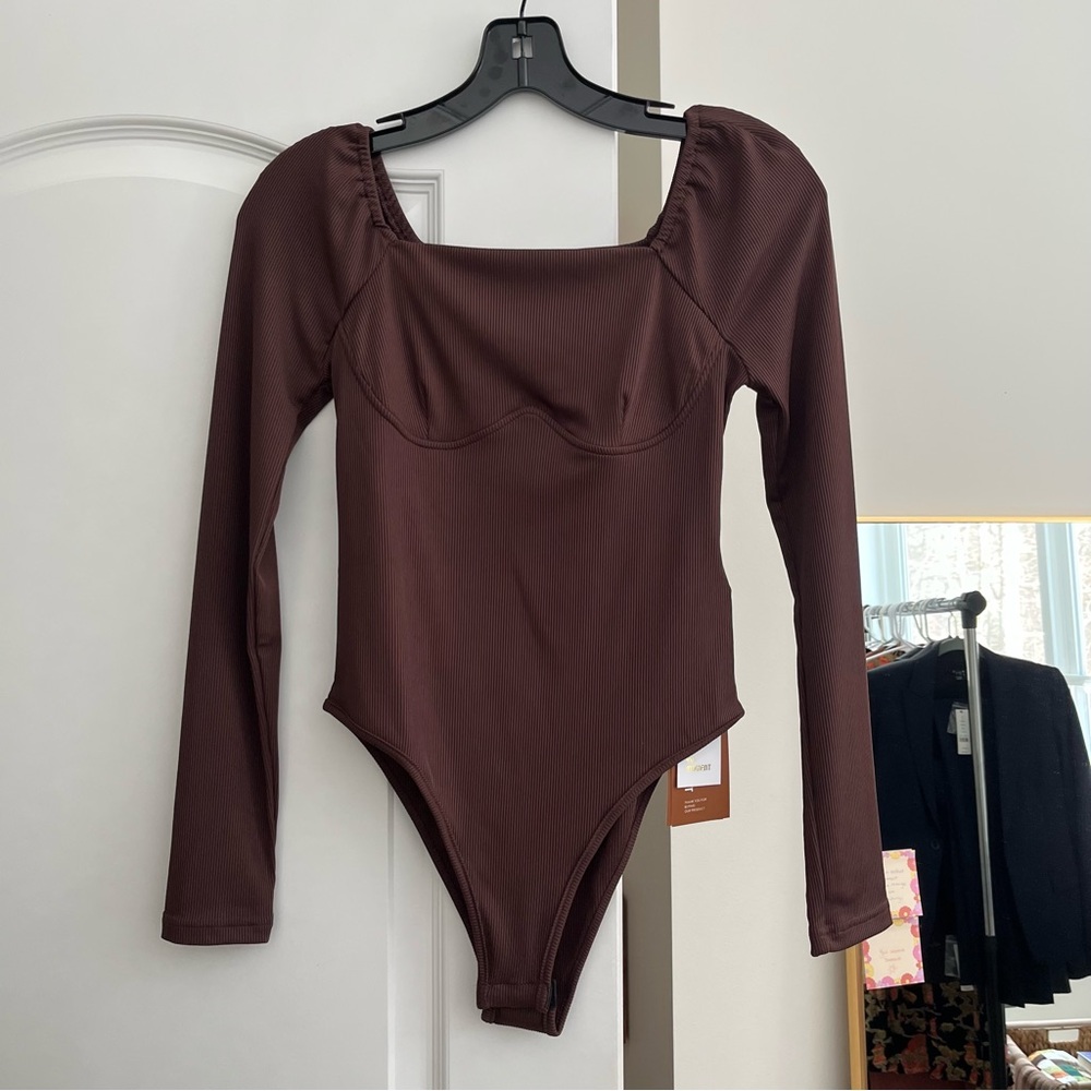 NWT Boutique Brown Long Sleeve Bodysuit